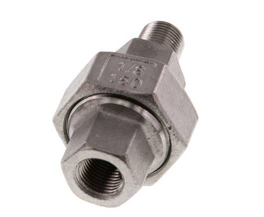 Rp 1/8'' x R 1/8'' F/M Stainless steel Double Nipple 3-pieces with Conically sealing 16 Bar