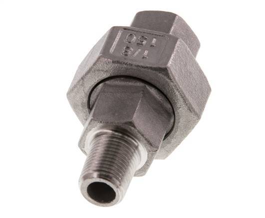 Rp 1/8'' x R 1/8'' F/M RVS Borstnippel 3-delig met Conische afdichting 16 Bar
