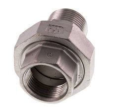 3/4'' NPT x 3/4'' NPT F/M RVS Borstnippel 3-delig met Conische afdichting 16 Bar