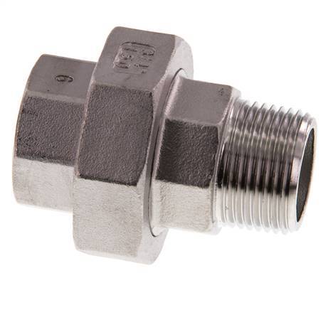 3/4'' NPT x 3/4'' NPT F/M RVS Borstnippel 3-delig met Conische afdichting 16 Bar