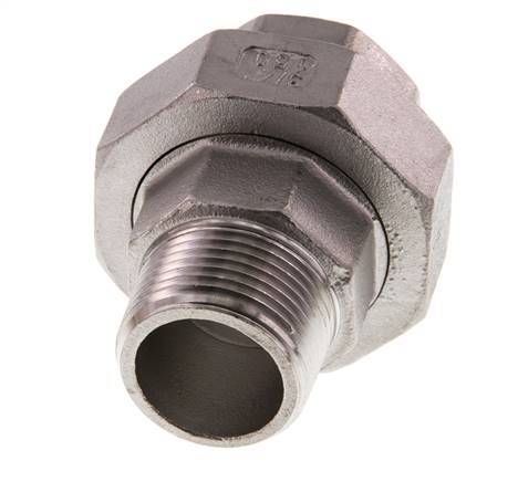 3/4'' NPT x 3/4'' NPT F/M RVS Borstnippel 3-delig met Conische afdichting 16 Bar