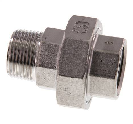 3/4'' NPT x 3/4'' NPT F/M RVS Borstnippel 3-delig met Conische afdichting 16 Bar
