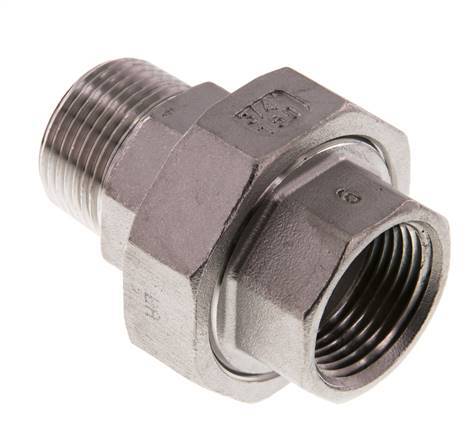 3/4'' NPT x 3/4'' NPT F/M RVS Borstnippel 3-delig met Conische afdichting 16 Bar