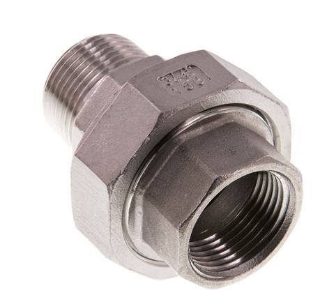 Rp 3/4'' x R 3/4'' F/M RVS Borstnippel 3-delig met Conische afdichting 16 Bar