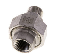 3/8'' NPT x 3/8'' NPT F/M RVS Borstnippel 3-delig met Conische afdichting 16 Bar
