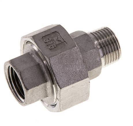 3/8'' NPT x 3/8'' NPT F/M RVS Borstnippel 3-delig met Conische afdichting 16 Bar