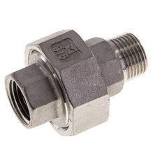 3/8'' NPT x 3/8'' NPT F/M RVS Borstnippel 3-delig met Conische afdichting 16 Bar