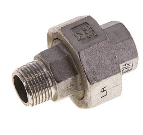 3/8'' NPT x 3/8'' NPT F/M RVS Borstnippel 3-delig met Conische afdichting 16 Bar