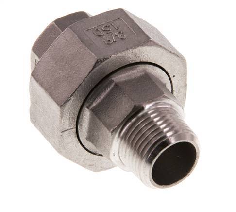 Rp 3/8'' x R 3/8'' F/M RVS Borstnippel 3-delig met Conische afdichting 16 Bar