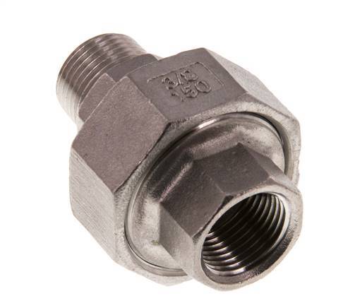 Rp 3/8'' x R 3/8'' F/M RVS Borstnippel 3-delig met Conische afdichting 16 Bar