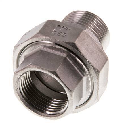1'' NPT x 1'' NPT F/M RVS Borstnippel 3-delig met Conische afdichting 16 Bar