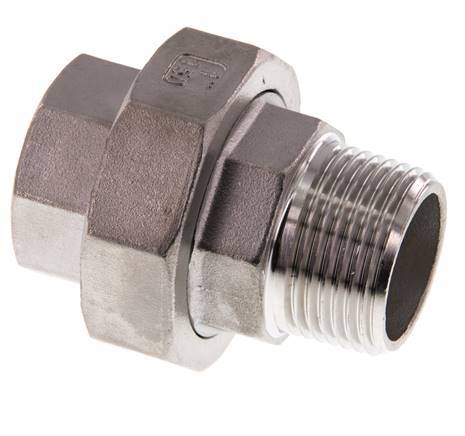 1'' NPT x 1'' NPT F/M RVS Borstnippel 3-delig met Conische afdichting 16 Bar