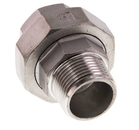1'' NPT x 1'' NPT F/M RVS Borstnippel 3-delig met Conische afdichting 16 Bar