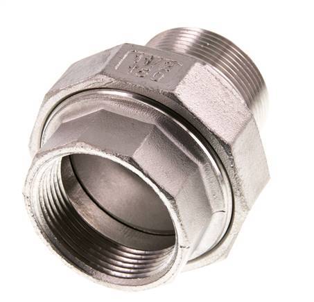 1 1/2'' NPT x 1 1/2'' NPT F/M RVS Borstnippel 3-delig met Conische afdichting 16 Bar