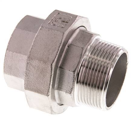 1 1/2'' NPT x 1 1/2'' NPT F/M RVS Borstnippel 3-delig met Conische afdichting 16 Bar