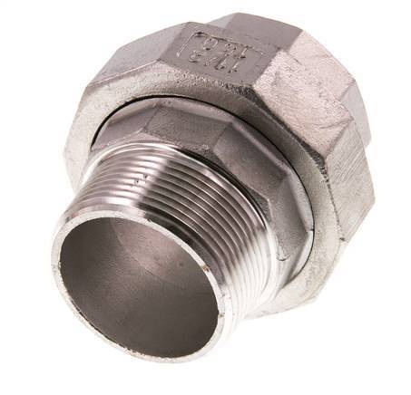 1 1/2'' NPT x 1 1/2'' NPT F/M RVS Borstnippel 3-delig met Conische afdichting 16 Bar