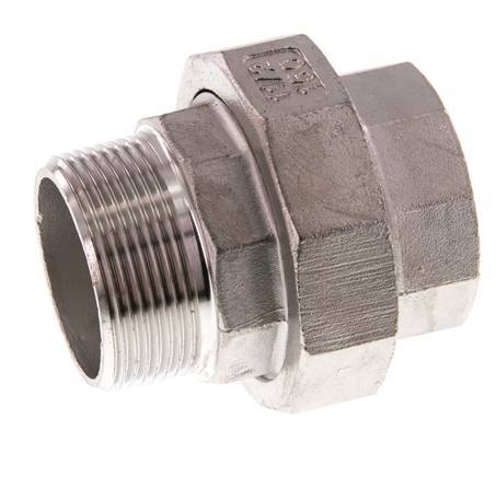1 1/2'' NPT x 1 1/2'' NPT F/M RVS Borstnippel 3-delig met Conische afdichting 16 Bar