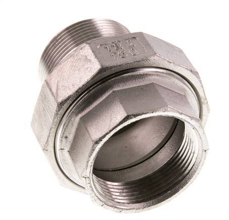 1 1/2'' NPT x 1 1/2'' NPT F/M RVS Borstnippel 3-delig met Conische afdichting 16 Bar