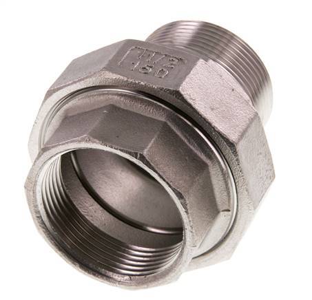 Rp 1 1/2'' x R 1 1/2'' F/M RVS Borstnippel 3-delig met Conische afdichting 16 Bar