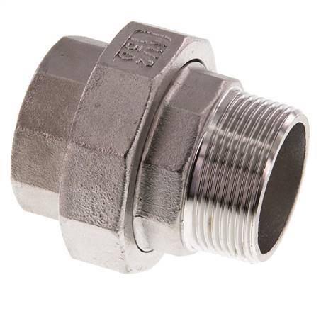 Rp 1 1/2'' x R 1 1/2'' F/M RVS Borstnippel 3-delig met Conische afdichting 16 Bar