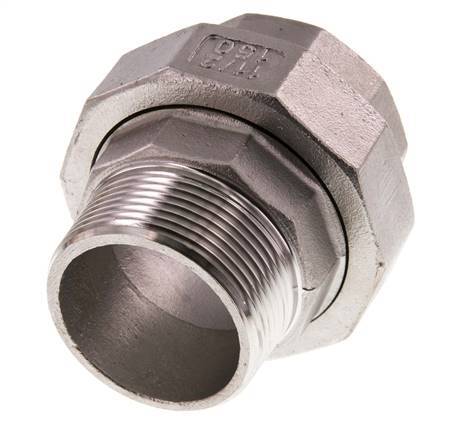 Rp 1 1/2'' x R 1 1/2'' F/M RVS Borstnippel 3-delig met Conische afdichting 16 Bar
