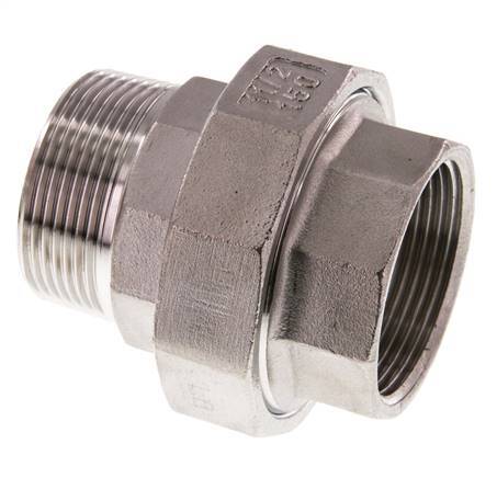 Rp 1 1/2'' x R 1 1/2'' F/M RVS Borstnippel 3-delig met Conische afdichting 16 Bar