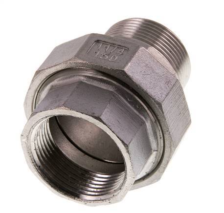 1 1/4'' NPT x 1 1/4'' NPT F/M RVS Borstnippel 3-delig met Conische afdichting 16 Bar
