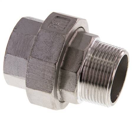 1 1/4'' NPT x 1 1/4'' NPT F/M RVS Borstnippel 3-delig met Conische afdichting 16 Bar