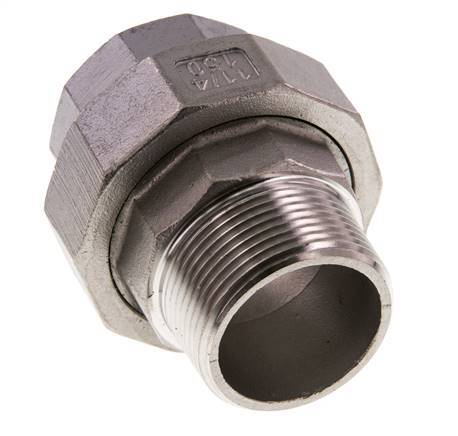 1 1/4'' NPT x 1 1/4'' NPT F/M RVS Borstnippel 3-delig met Conische afdichting 16 Bar