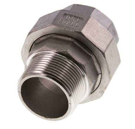 1 1/4'' NPT x 1 1/4'' NPT F/M RVS Borstnippel 3-delig met Conische afdichting 16 Bar