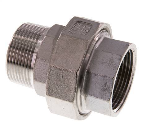 1 1/4'' NPT x 1 1/4'' NPT F/M RVS Borstnippel 3-delig met Conische afdichting 16 Bar