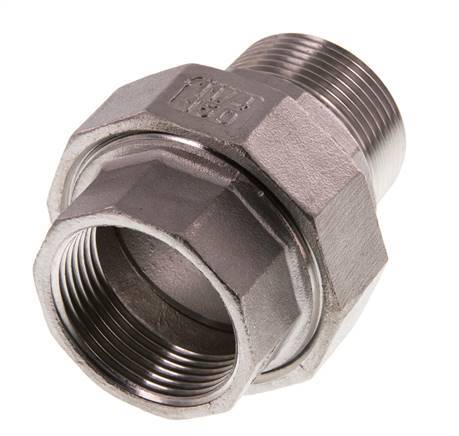 Rp 1 1/4'' x R 1 1/4'' F/M RVS Borstnippel 3-delig met Conische afdichting 16 Bar