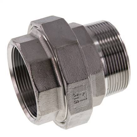 2'' NPT x 2'' NPT F/M RVS Borstnippel 3-delig met Conische afdichting 16 Bar