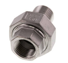 Rp 1/2'' x R 1/2'' F/M RVS Borstnippel 3-delig met Vlakke afdichting 16 Bar