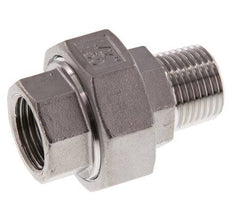 Rp 1/2'' x R 1/2'' F/M RVS Borstnippel 3-delig met Vlakke afdichting 16 Bar