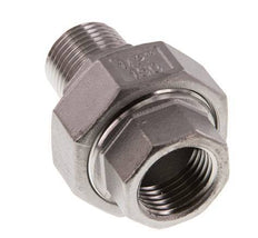 Rp 1/2'' x R 1/2'' F/M RVS Borstnippel 3-delig met Vlakke afdichting 16 Bar