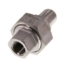 Rp 1/4'' x R 1/4'' F/M RVS Borstnippel 3-delig met Vlakke afdichting 16 Bar