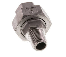 Rp 1/4'' x R 1/4'' F/M RVS Borstnippel 3-delig met Vlakke afdichting 16 Bar