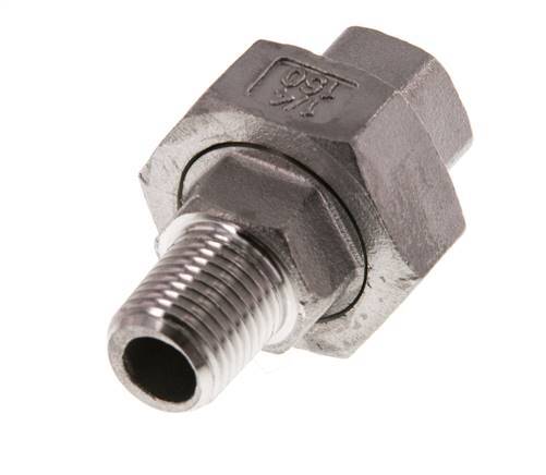 Rp 1/4'' x R 1/4'' F/M RVS Borstnippel 3-delig met Vlakke afdichting 16 Bar