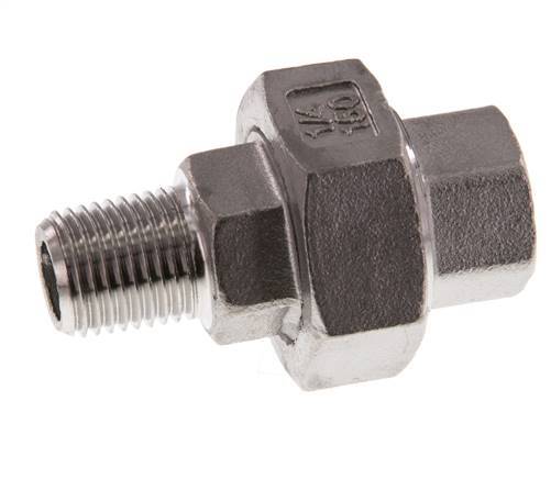 Rp 1/4'' x R 1/4'' F/M RVS Borstnippel 3-delig met Vlakke afdichting 16 Bar