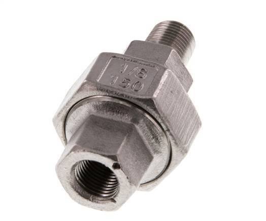 Rp 1/8'' x R 1/8'' F/M RVS Borstnippel 3-delig met Vlakke afdichting 16 Bar