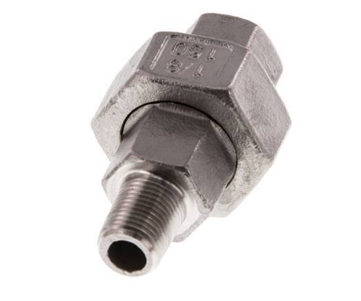 Rp 1/8'' x R 1/8'' F/M RVS Borstnippel 3-delig met Vlakke afdichting 16 Bar