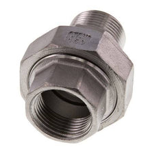 Rp 3/4'' x R 3/4'' F/M Stainless steel Double Nipple 3-pieces with Flat sealing 16 Bar