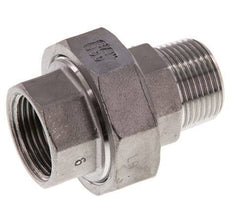 Rp 3/4'' x R 3/4'' F/M Stainless steel Double Nipple 3-pieces with Flat sealing 16 Bar