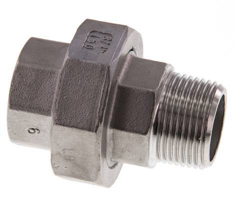 Rp 3/4'' x R 3/4'' F/M RVS Borstnippel 3-delig met Vlakke afdichting 16 Bar