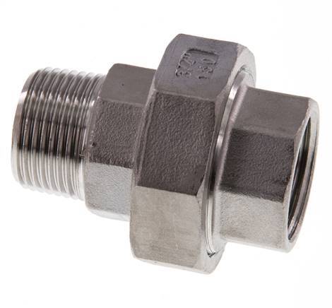 Rp 3/4'' x R 3/4'' F/M RVS Borstnippel 3-delig met Vlakke afdichting 16 Bar