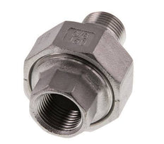 Rp 3/8'' x R 3/8'' F/M RVS Borstnippel 3-delig met Vlakke afdichting 16 Bar