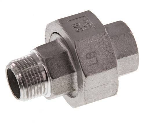 Rp 3/8'' x R 3/8'' F/M RVS Borstnippel 3-delig met Vlakke afdichting 16 Bar