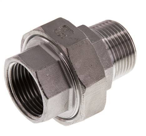 Rp 1'' x R 1'' F/M RVS Borstnippel 3-delig met Vlakke afdichting 16 Bar