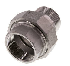 Rp 1 1/4'' x R 1 1/4'' F/M RVS Borstnippel 3-delig met Vlakke afdichting 16 Bar